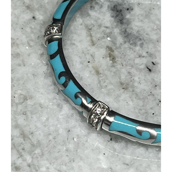 Angelique de Paris Veranda Bracelet Sterling Silver & Robins Egg Blue Resin - Picture 4 of 9